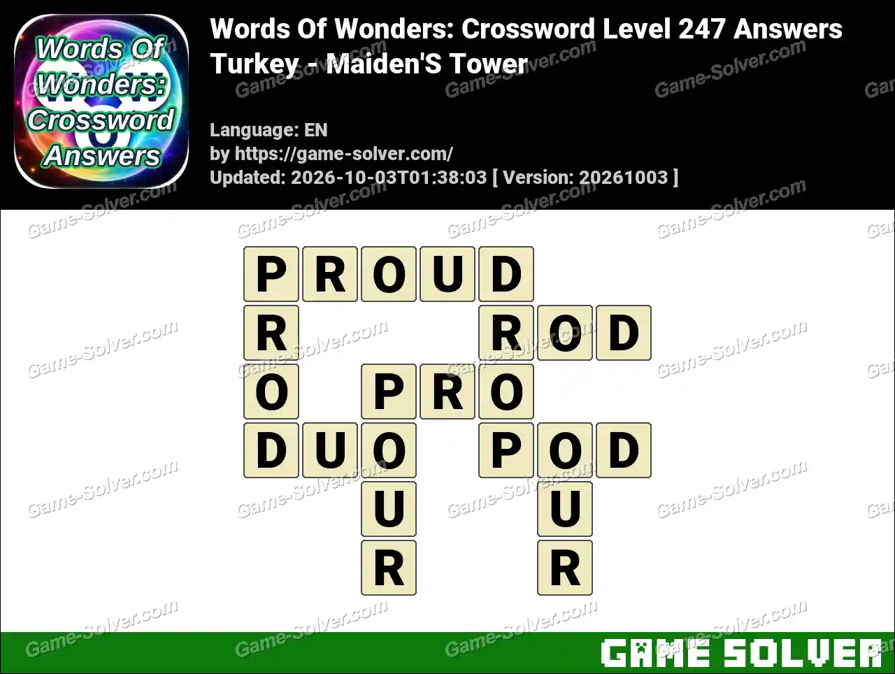 Words Of Wonders: Crossword Level 247 Answers – Turkey – Maiden’S Tower